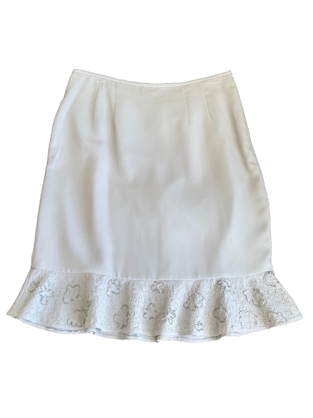 Formal Light Gray Ruffle Beaded Hem Skirt Women’s Size 16